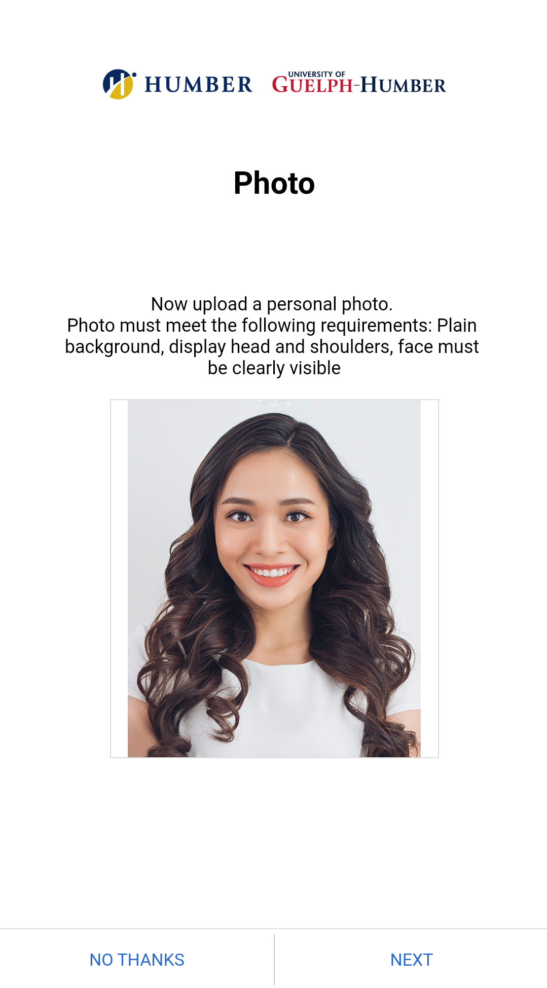Screenshot of photo upload options