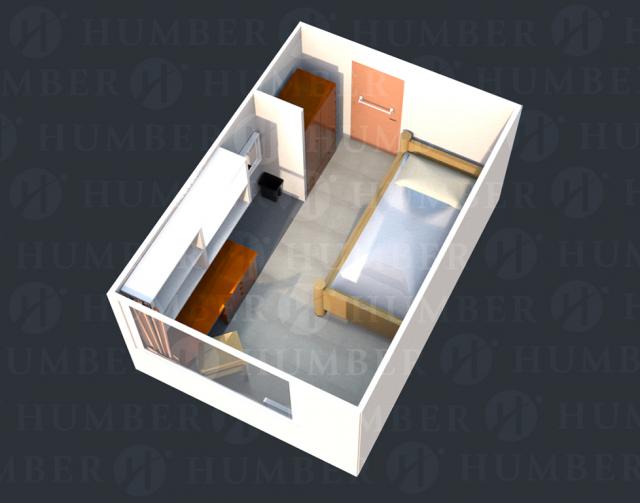 Single Dorm Room - 3D Render