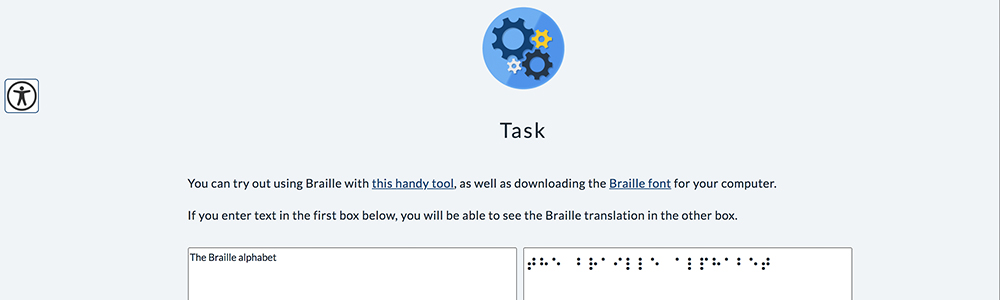 Example of a course task exercise.