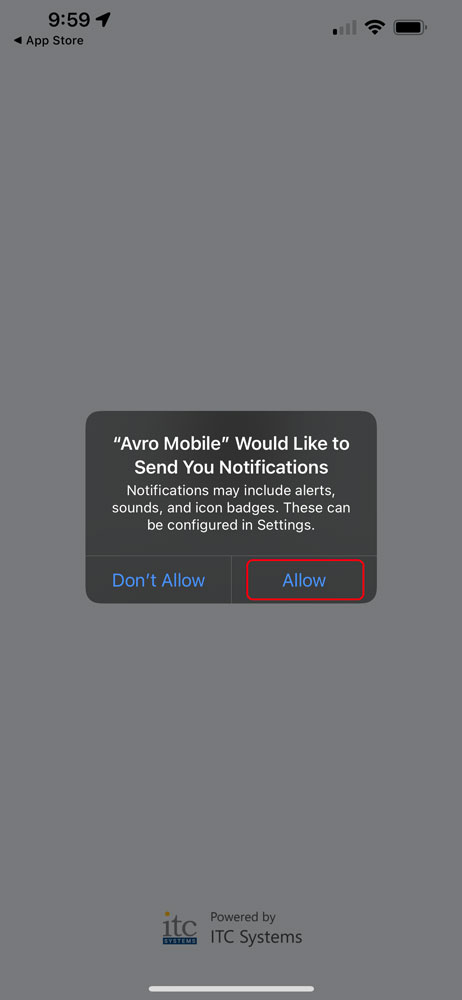 Screenshot of message requesting notifications